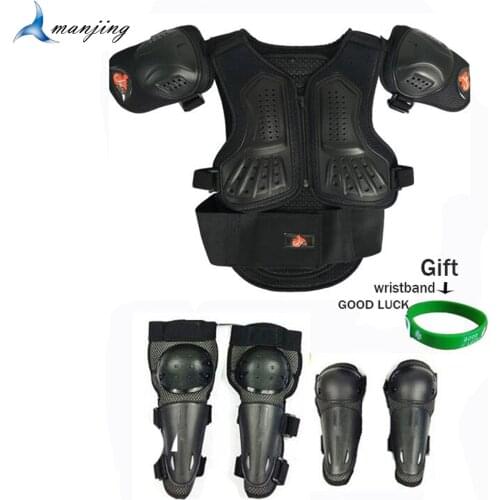 Motocross Black 4-15 Years Children Baby Horse Beach cross country Full Body Protector Armor Grove ATV Pit bike Knee Elbow Guard