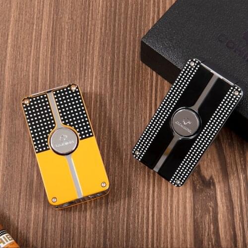 COHIBA Cigar Lighter Torch 3 Jet Flame Refillable Butane Gas Cigarette Windproof Lighter Accessories for Gift Box