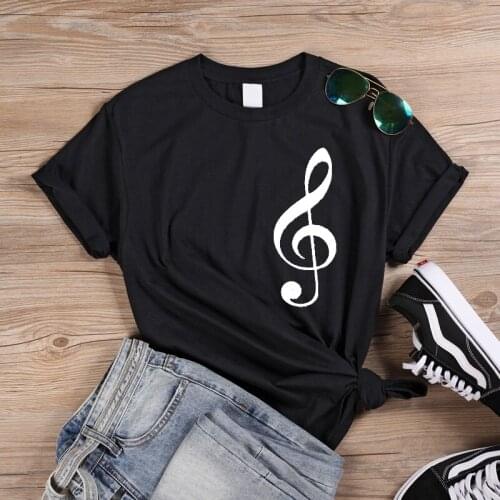 Women Funny Female T-shirt Entertainment T Shirt Summer Cotton Tees Musical Note Pattern Print Streetwear Tshirt