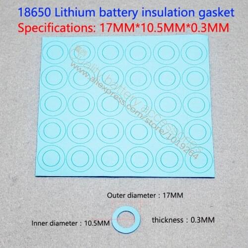 100pcs/lot 17 * 10.5 * 0.3 blue positive hollow flat surface pad insulation gasket 18650 dedicated lithium-ion batteries