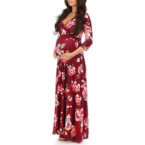 2021 Womens Pregnancy Fashion Elegant V-Neck Short Sleeve Dress Maternity Maternity Dresses for Photo Shoot Pregnant Clothes