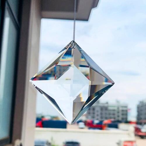 50MM Hanging Suncatcher Prism DIY Pendant Decoration Chandelier Crystal Part faceted rhombus Glass Artware Photo Filter