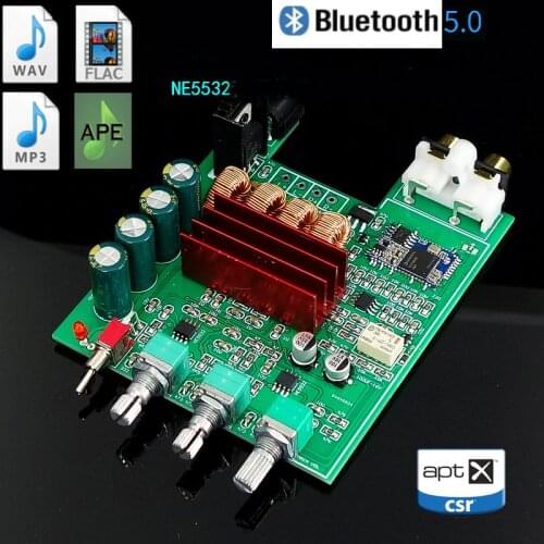 50W*2 DC12-25V DP4 TPA3116D2 5.0 APTX Bluetooth Amplifier Board 2 Pieces NE5532 Fever Digital Amplifier Board High-bass