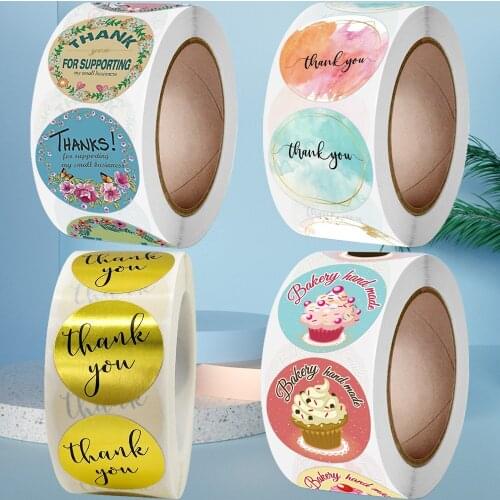 500PCS Thank You Stickers Bakery Hand Made Seal Labels Thanks for Supporting My Small Business Packages Gift Wedding Decoration