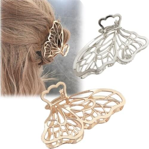 Butterfly Large Metal Hair Claw Clips Lady Thick Hair Barrette Butterfly Non-slip Hollow Hair Jaw Clamp Clips for Women