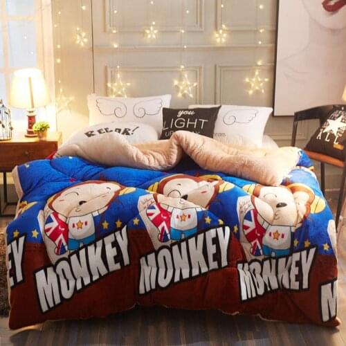 Flamingo Flannel Warm Winter Wool Quilt Thicken Comforter/ Duvet/ Blanket Lamb Down Fabric Filling Bedding Set