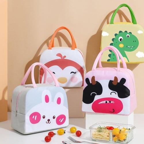 Functional Pattern Cooler Lunch Box Portable Insulated Canvas Carton Lunch Bag Thermal Food Picnic Lunch Bags For Women Kids