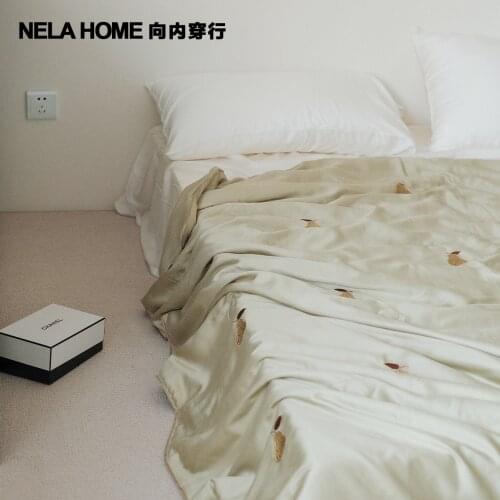 Tencel Summer Cooling Duvet Ins Style Pear Embroidery Quilted Airable Cover Washable Single