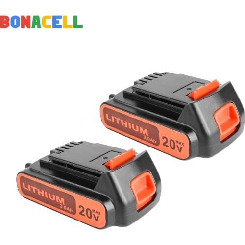 Bonacell 18V/20V 2000mAh Li-ion Rechargeable Battery Power Tool Replacement Battery for BLACK & DECKER LB20 LBX20 LBXR20 L10