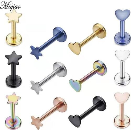 Miqiao 2pcs Human Body Piercing Star Lip Nails Heart-shaped Tongue Nails European and American New Style