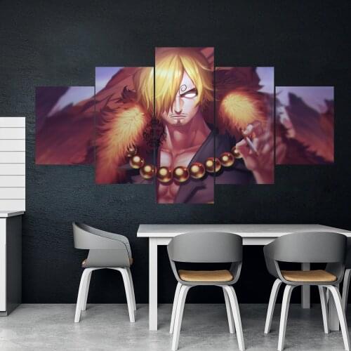 Home Decor Modular Picture 5 Piece ONE PIECE Sanji Anime Painting Poster Wall For Home Canvas Painting Wholesale