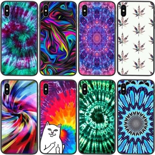Jeunes Design Tie Dye Batic Rainbow Colourful Black Back Luxury Shell Soft Funda For Xiaomi Mi 11 10T 10S 10 Ultra Pro Lite
