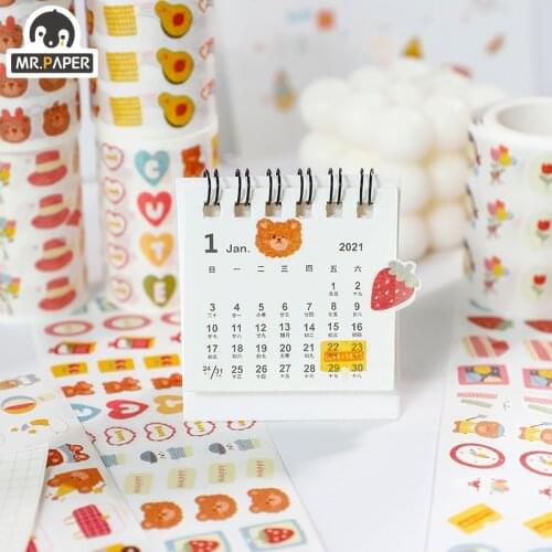 Mr.Paper 10 Designs 1 Roll Meimei Bear Series Cartoon Style Creative Cute Single Washi Tape Decor Hand Account DIY Material