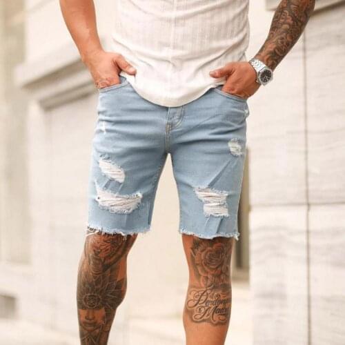 Summer Shorts Men Broken Cool Knee-length Destroyed Men Streetwear Jean Shorts Men 2021 Mens Casual Shorts джинсовые шорты
