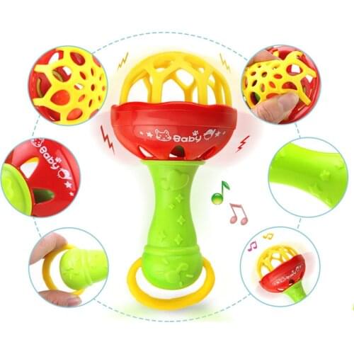 Soft Baby Rattles Toy Food Grade Teething Rattle Plastic Hand Bell Teether Grabbing Rattles Small Maracas Baby Toy