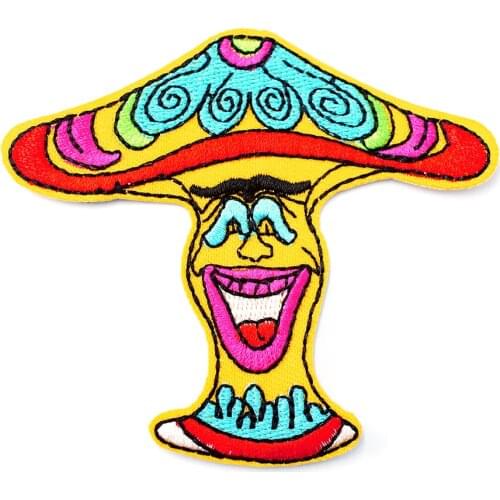 Mushroom 7.5x8.5cm Embroidered Badges Patch Jeans Bag Hat Clothes Apparel Sewing Decoration Applique Bagde Patches Accessories