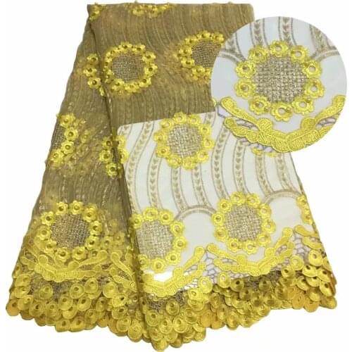 New 2020 African Laces Fabric With Beads Stones Nigerian Water Soluble Edge Lace Material Wedding Lace Embroidered Tulle Fabric