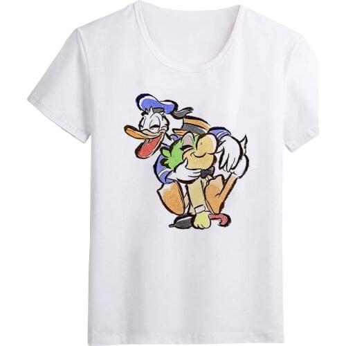 2021 New Disney T Shirt For Women Short Sleeve Cartoon Print Donald Duck Love Tshirts Lady S-3XL Summer Female T-shirts Tee Tops