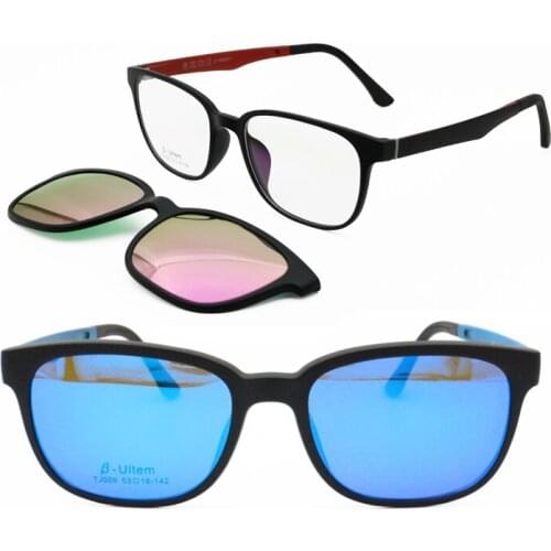 009 ULTEM square shape optical eyeglasses frame with megnatic clip on removable polarized myopia Hyperopia sunglasses for unisex