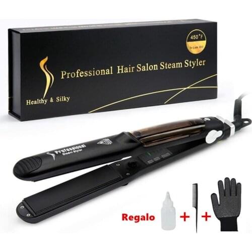 Steam hair Straightener Flat Iron Tourmaline Ceramic Professional Hair Straightener Culer Salon steam hair Iron Drop shipping