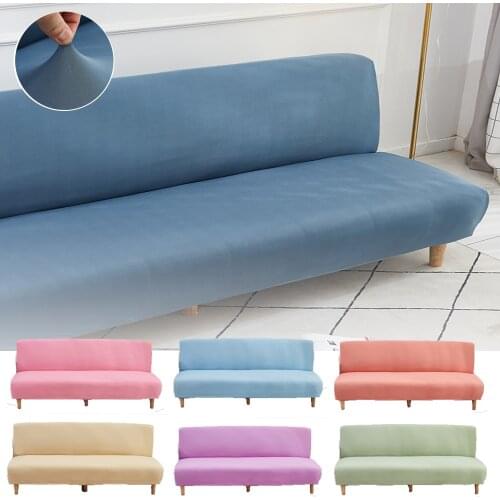 Haze Blue Color Folding Sofa Bed Cover Without Armrest Spandex Elastic Decorative Seat Furniture CouchCover for Living Room