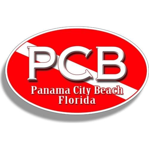 Simple PCB Diver Sticker Panama City Sea Beach FL Diving Scooter Bumper Red Applique
