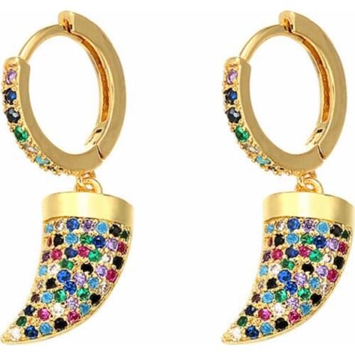 Rainbow CZ Ivory Hoop Earrings Dangle Earrings Colorful CZ Micro Pave Cubic Zirconia Luxury Drop Earrings For Wedding Party Gift