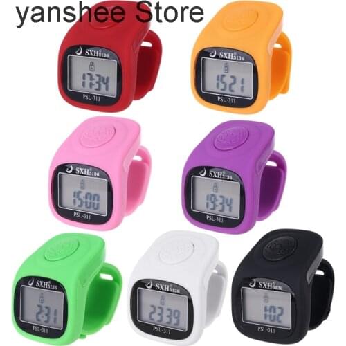 6-finger 8-way led backlit digital watch singing time prayer ring silicone electronic watch