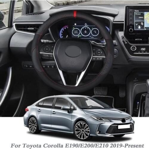 Car Styling Leather Steering Wheel Hub Cover For Toyota Corolla E190 E200 E210 2019-Present Car Steering Wheel Cover Accesssory