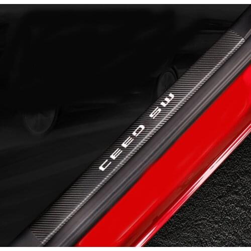 For Kia Ceed sw Door Threshold Plate Car Door Sill Step Plate Carbon Fiber Pu leather Car-Styling 4Pcs