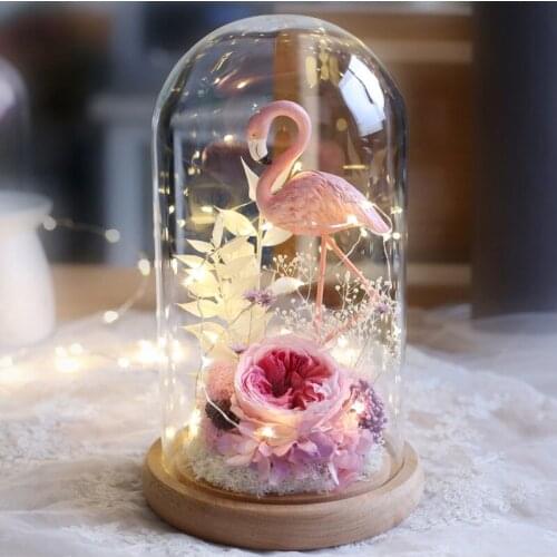 15*25cm Luminous Log Base Glass Dome Vase Home Decoration Diameter=15cm Height=25cm Glass Cover Gift Wedding Decoration