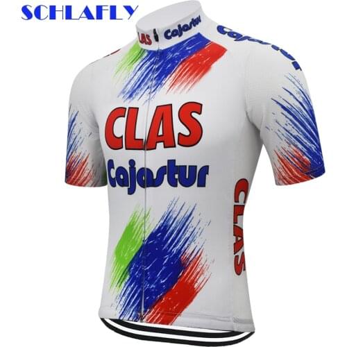 Clas cajastur cycling jerseys summer short sleeve retro bike wear jersey road jersey cycling clothing schlafly cycling top