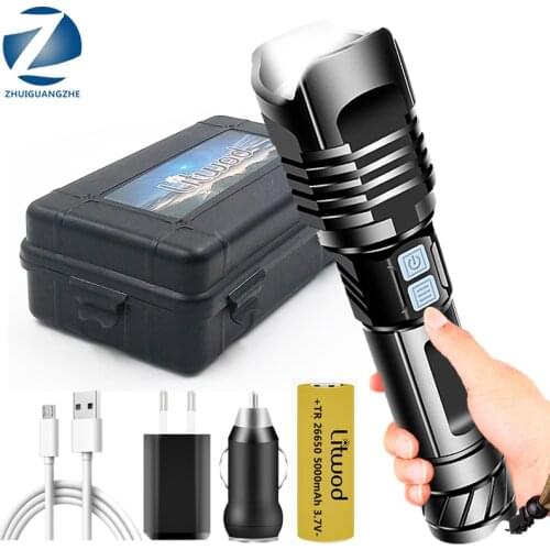 XPH99 Tactical Led Flashlight 100000LM High Quality Powerful Zoomable Torch Usb Rechargeable 18650 26650 Battey Lantern Lamp