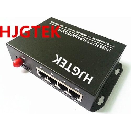 High quality Fast Ethernet Fiber Switch 4TX 10/100Mbps Optical Media Converter Singlemode Simplex 4 UTP RJ-45 to FC Connector