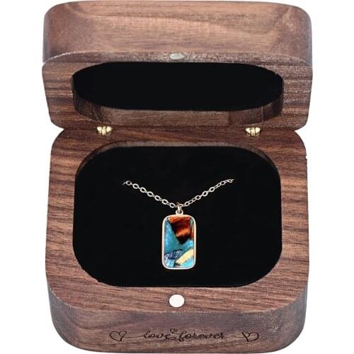 Handmade Women Resin Wood Gold Color Clavicle Chain Square Charm Chokers Minimalist Collars Necklace Fashion Lady Jewelry Kolye