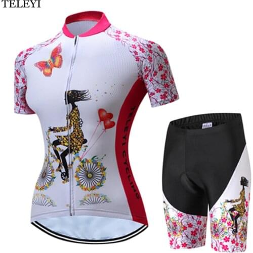 TELEYI Team PRO Womens Wear Ropa Ciclismo Cycling Kit Girls Cycling Jersey and Shorts Suit Cycling Team Clothes Sets S-4XL