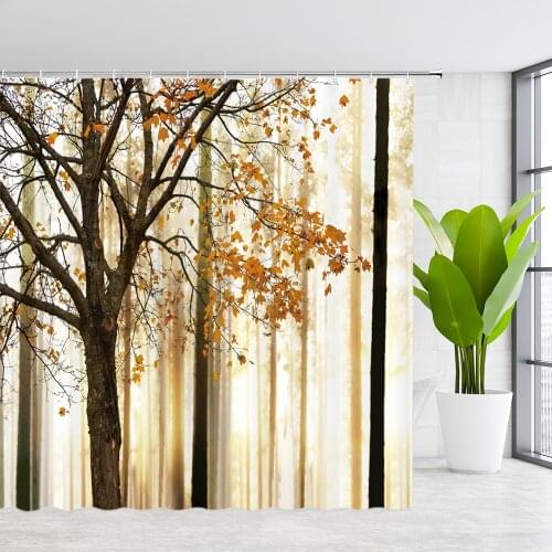 ZKJSMGS Shower Curtain Liners Autumn Scenery Forest Tree Leaves Pattern Print Bathroom Decor Waterproof Polyester Fabric Curtain