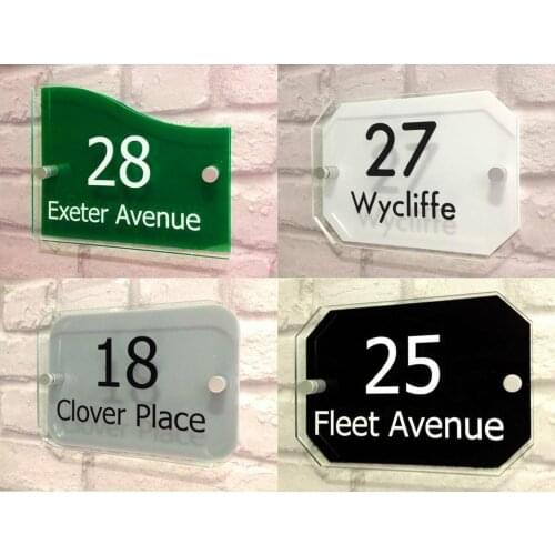 HOUSE SIGN PLAQUE Personalised Address House Door Number Street Name Acrylic