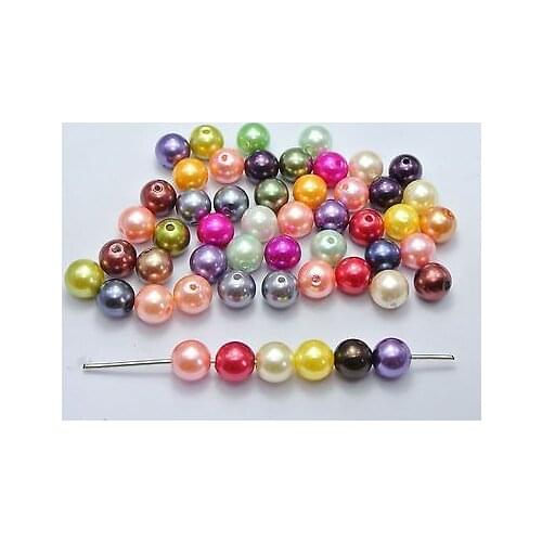 100 Mixed Color Plastic Faux Pearl Round Beads 12mm Imitation Pearl