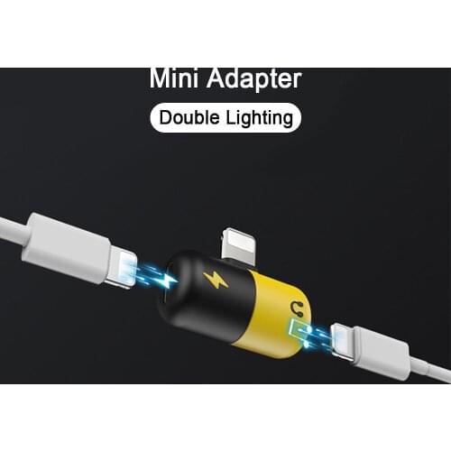 2 IN 1 Dual Lighting Adapter Mini Capsule Style Charging Music Play Connector For iphone X 8 7 Plus XS XR MAX Audio AUX Splitter