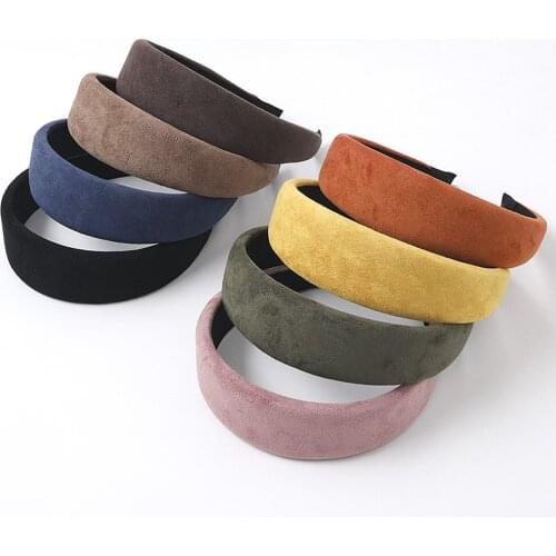2020 Korean Fashion Women Suede Hair Band Solid Hairband Girls Wide Slide Hoop Hair Accessories Velvet Headband
