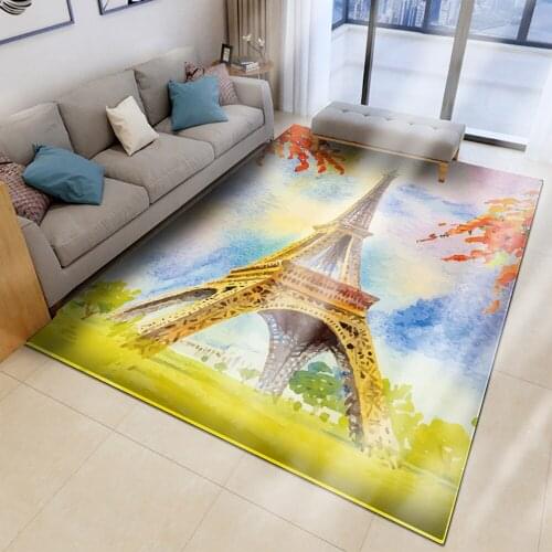 2020 Paris Tower Landscape Flannel Carpets Anti-slip Rugs Bathroom Kitchen Doormats Floormat Rugs Home Decor Carpets