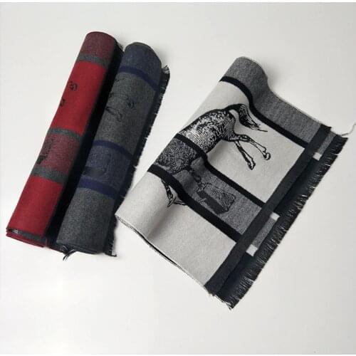 2020 Winter Cashmere Scarf For Men Luxury Animal Print Pashmina Scarfs 180*30cm Fashion Men Business Neck Scarves Long Stole Red