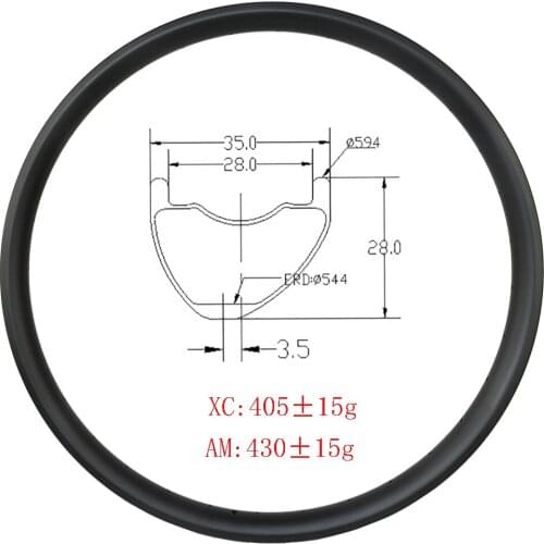 27.5er MTB XC AM 35x28mm Carbon Fiber rim asymmetric tubeless clincher Hookless UD 3k matte glossy 24H 28H 32H bike wheel circle