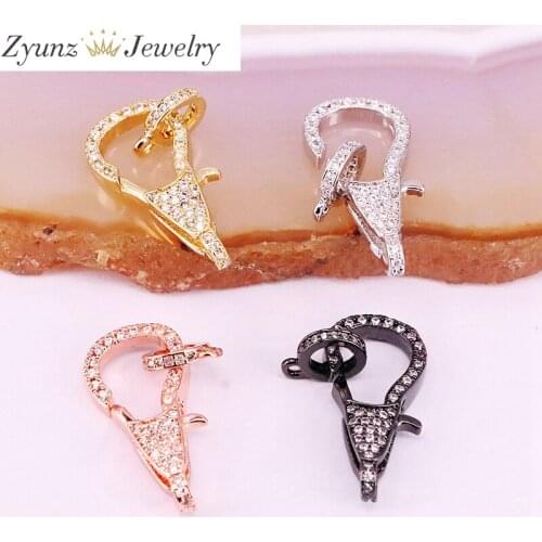 5PCS, CZ Micro Pave Lobster Claw Clasps, Buckle Clasp, Tear Drop Necklace, Gold/Rose Gold/Black/Silver Color Lobster Clasps