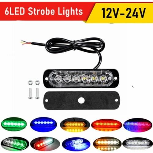 6 LED Emergency Light 24v Truck Warning Light Stroboscope 12v Strobe Light Trailer Lights Flash Light Truck Warning Light