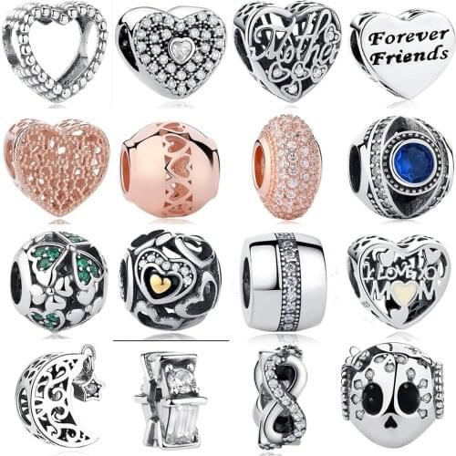 925 Sterling Silver Charm Bead Skull Blue Eye Infinity Heart Beads fit Original Charms Bracelet DIY Women Jewelry Making