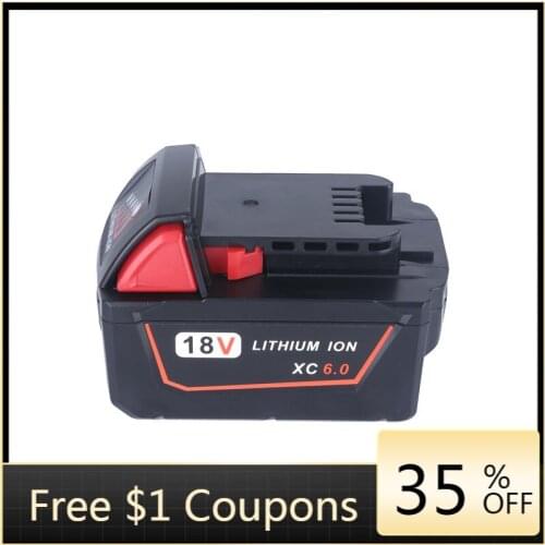 Ockered 18V 6000mah Electric Drill Rechargeable Battery Replace The Batteries for Milwaukee M18 48-11-1840 M18B2 M18B4 M18BX