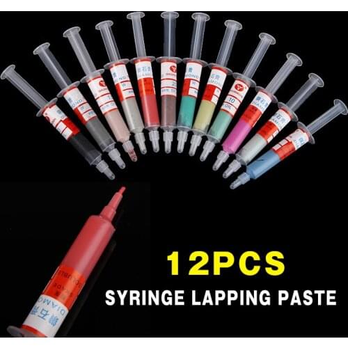 5g 12pcs Diamond Polishing Lapping Paste 0.5-40 Micron Compound Syringes Glass Metal Grinding Polishing Abrasive Tools