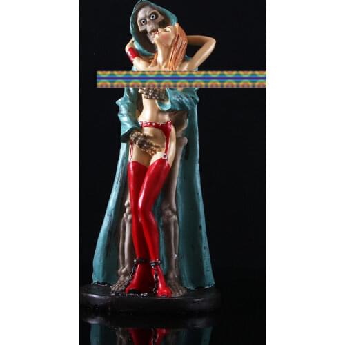 HeyMamba Gothic Love Never Dies Skeleton Skull Statue Resin Sexy Latin Dance Skull Statue Home Bar Decoration Craft